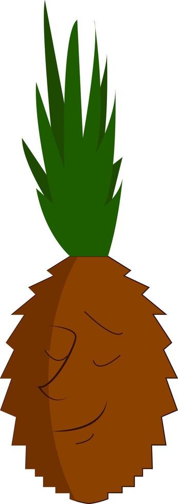 A happy pineapple, vector or color illustration.