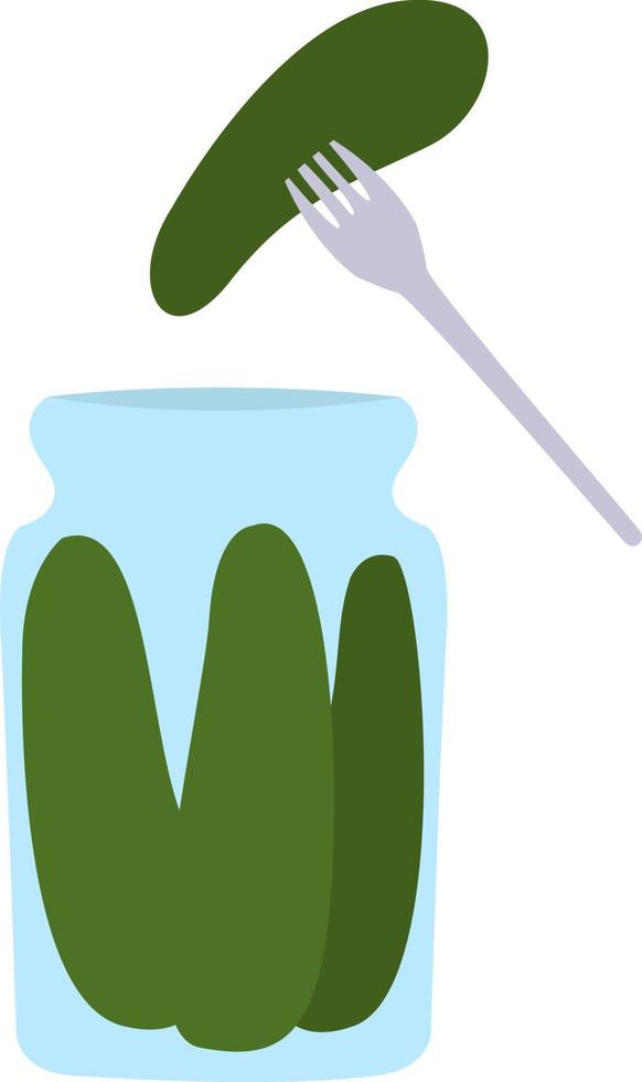 Pickle in jar, illustration, vector on white background.