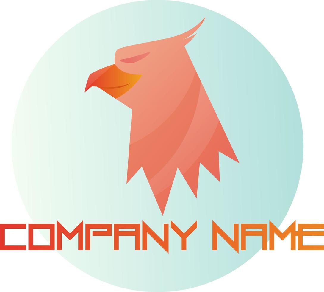 Pink eagle head inside blue bubble logo vector illustration on white background