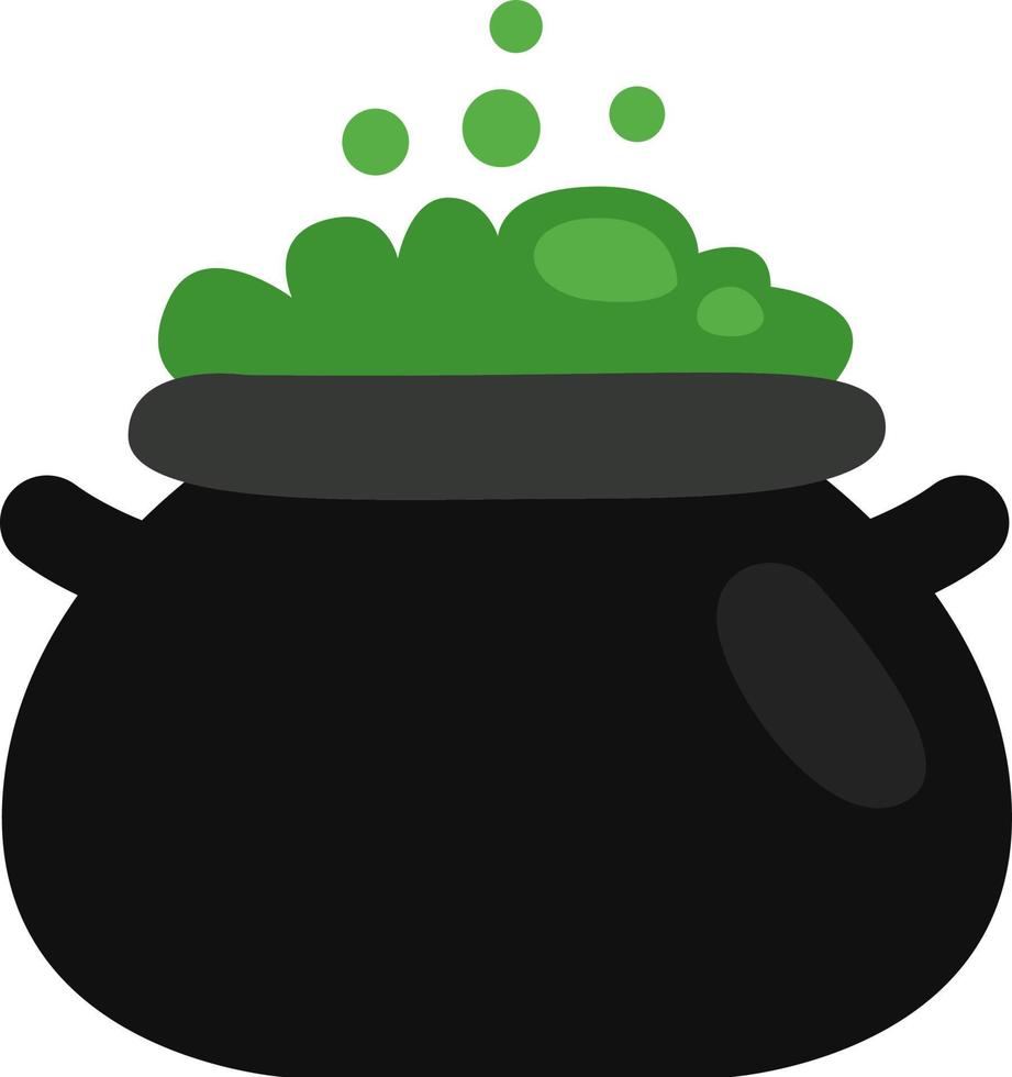 Halloween potion pot, illustration, vector on a white background.