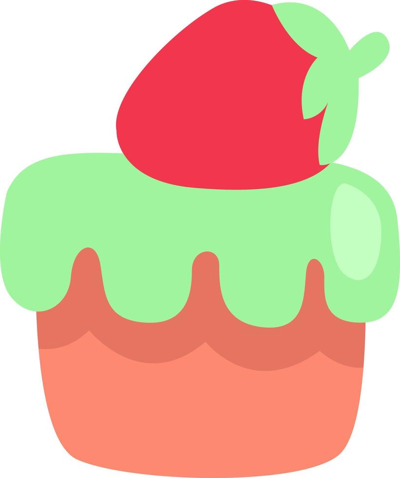 Cake with strawberry, illustration, vector, on a white background. vector