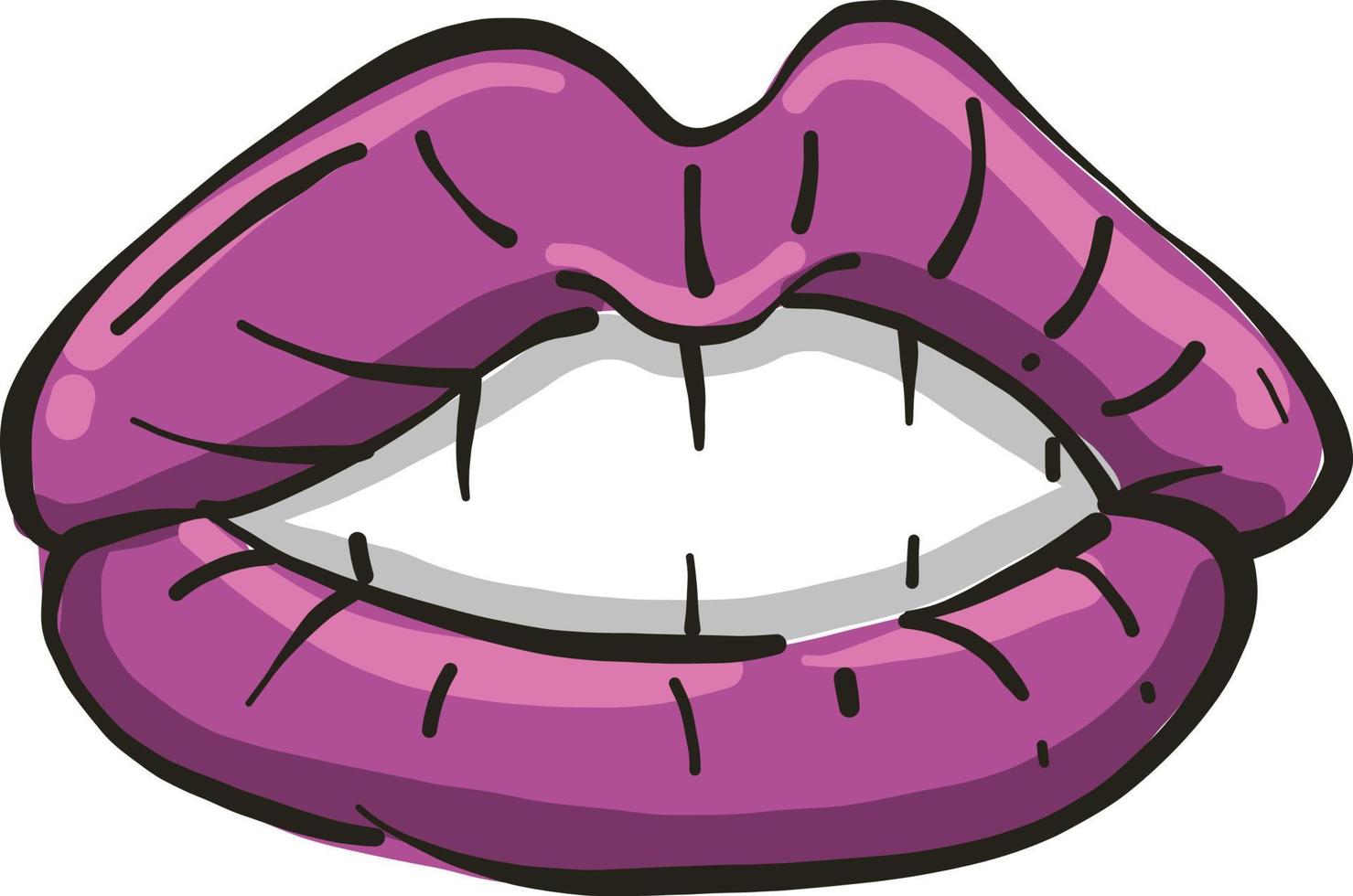 Purple lips, illustration, vector on white background.