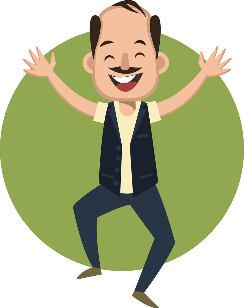 Happy man jumping, illustration, vector on white background.