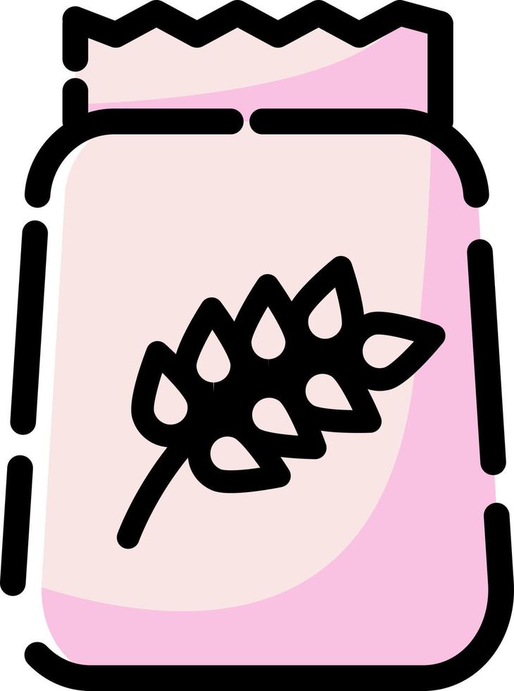 Bakery bag of flour, illustration, vector on a white background.