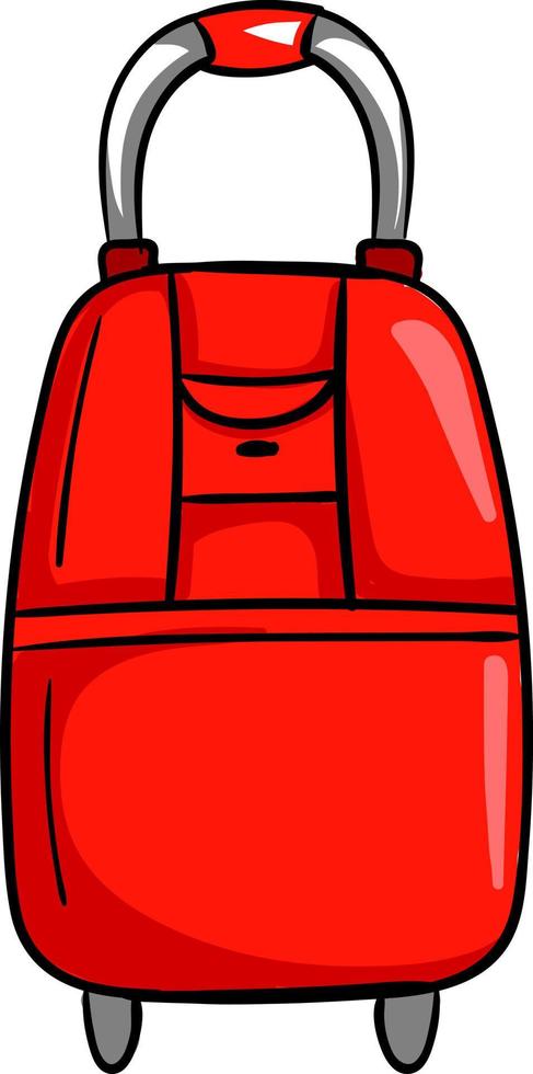 Red travel suitcase, illustration, vector on white background.