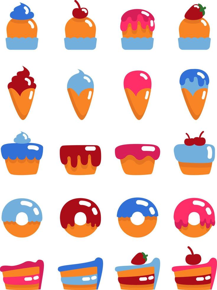 Bakery sweets, illustration, vector on a white background.