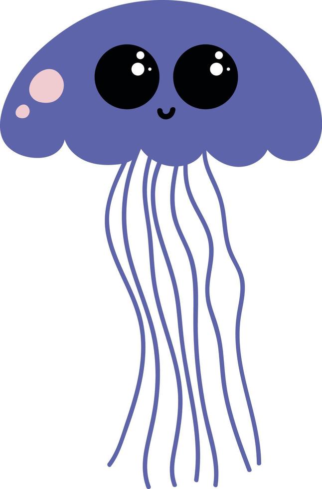 Blue jellyfish, illustration, vector on white background.