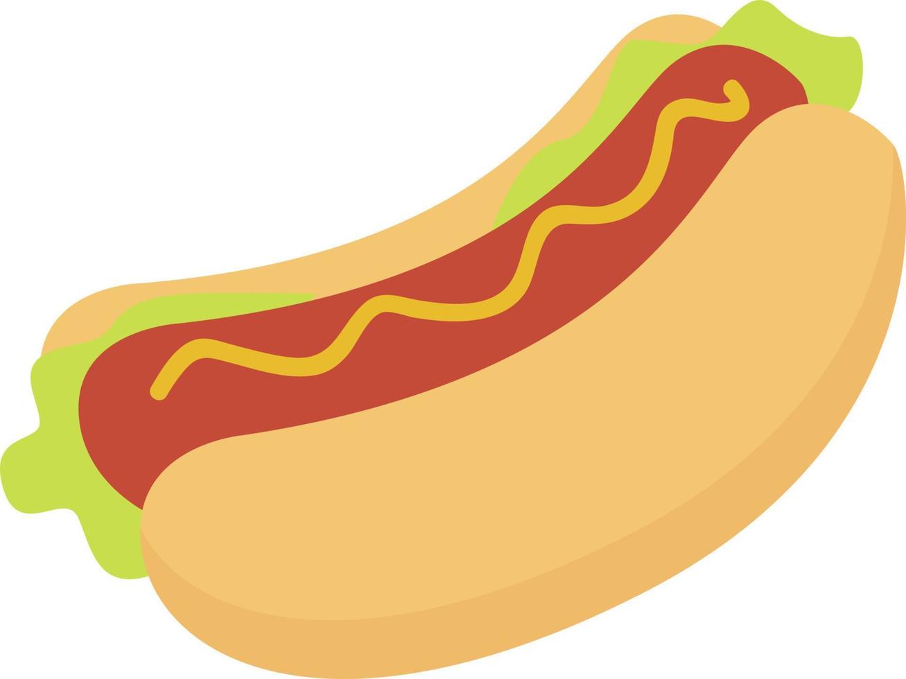 Hotdog, illustration, vector on white background.