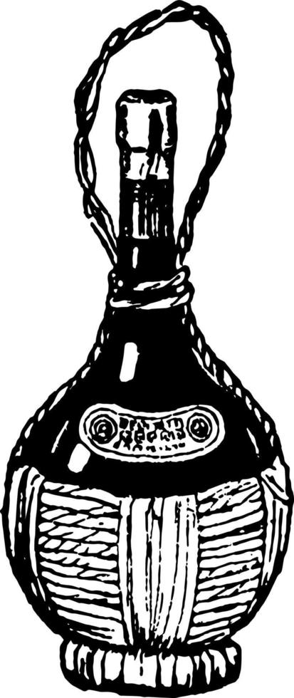 botella de vino, ilustración vintage vector