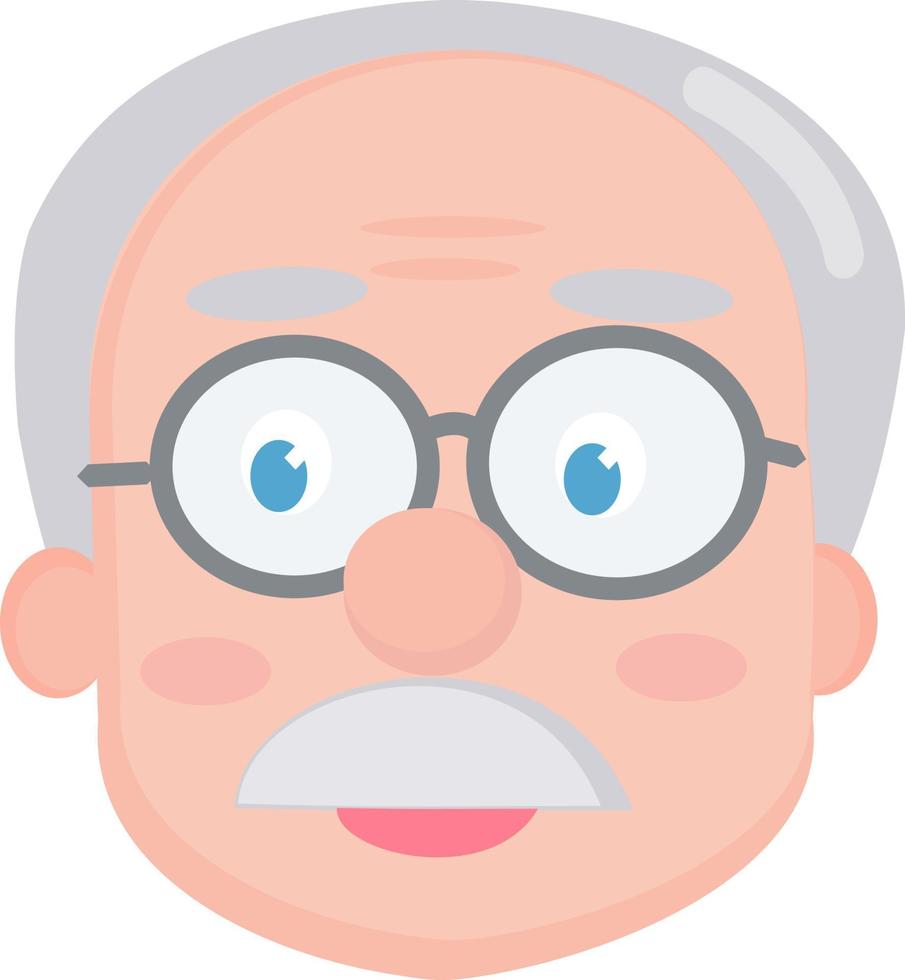 Grandfather with glasses, illustration, vector on white background