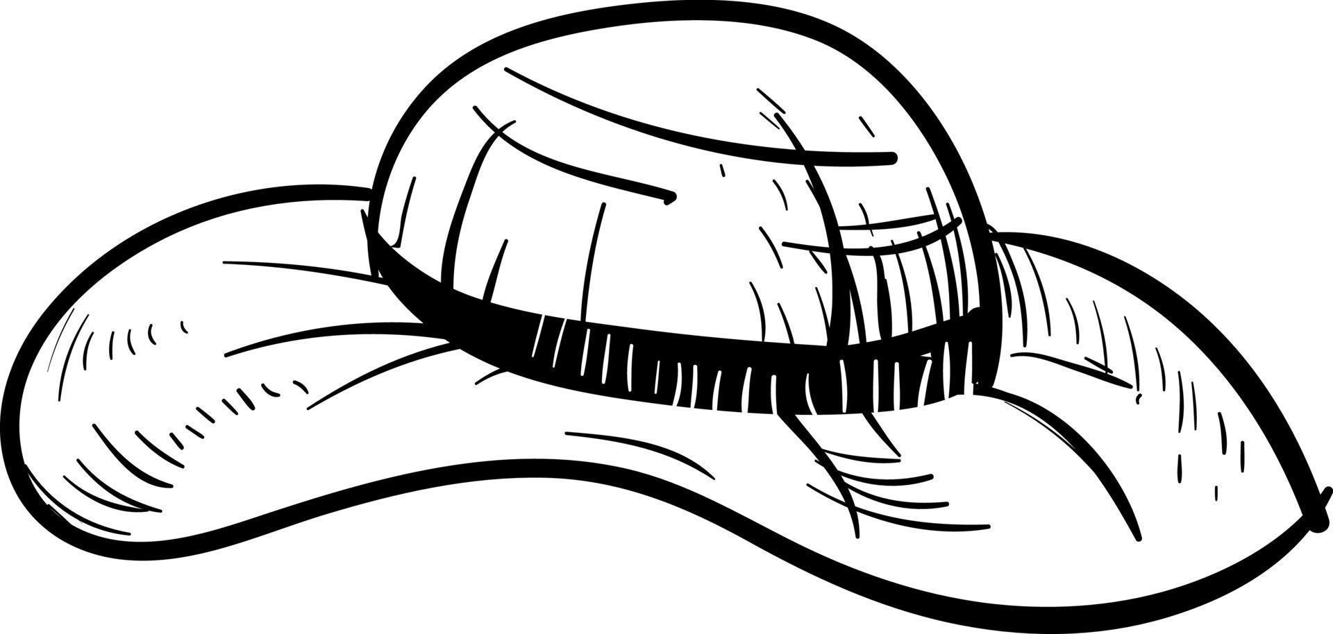 Sombrero de mujer dibujo, ilustración, vector sobre fondo blanco.