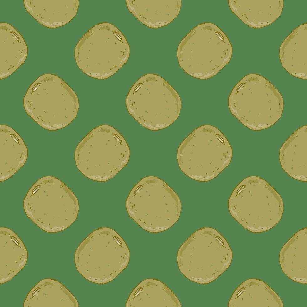 Cute kiwi , seamless pattern on a green background. vector