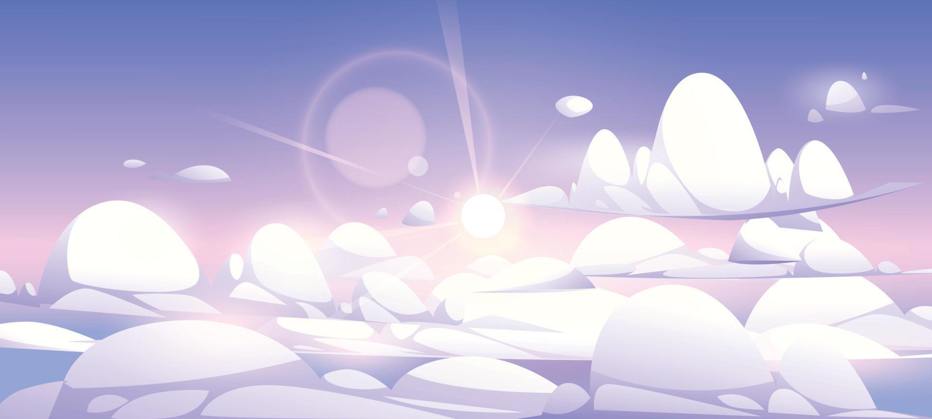 Above clouds sky or heaven background, landscape vector