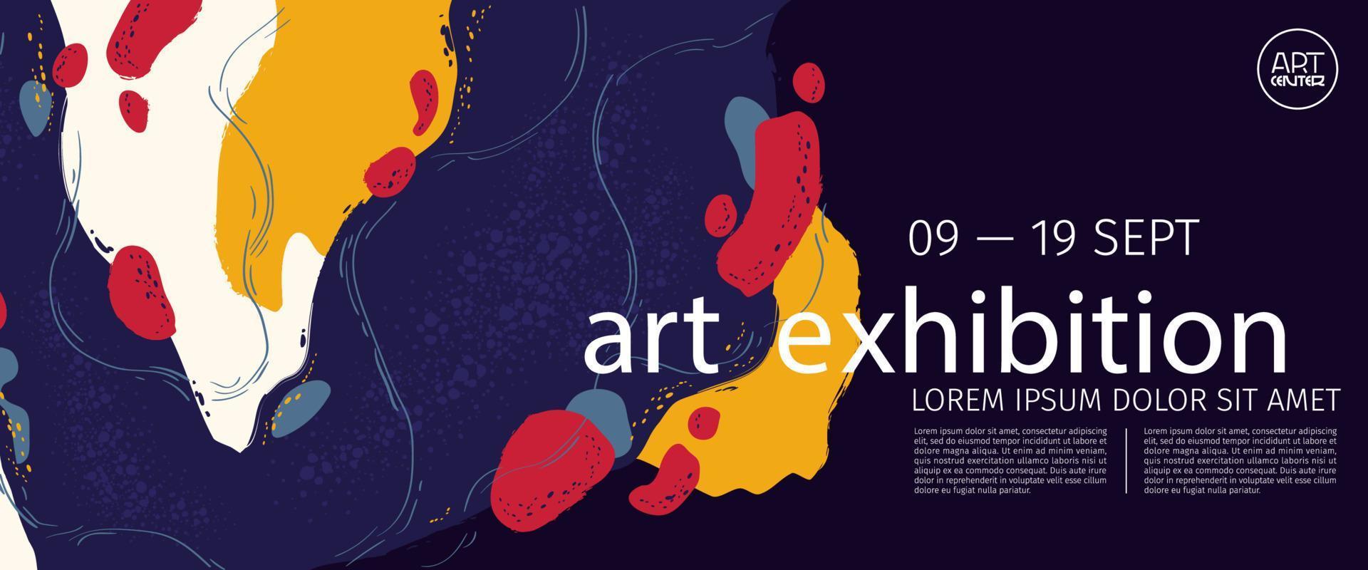 banner de exhibición de arte, invitación a la exposición vector