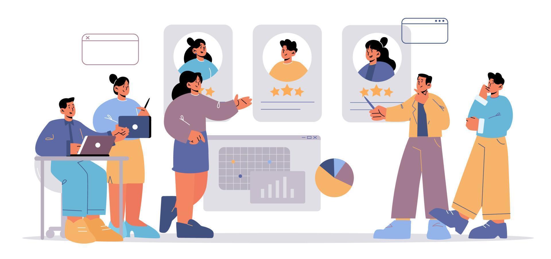 Hr, recruitment concept, choose best candidates vector