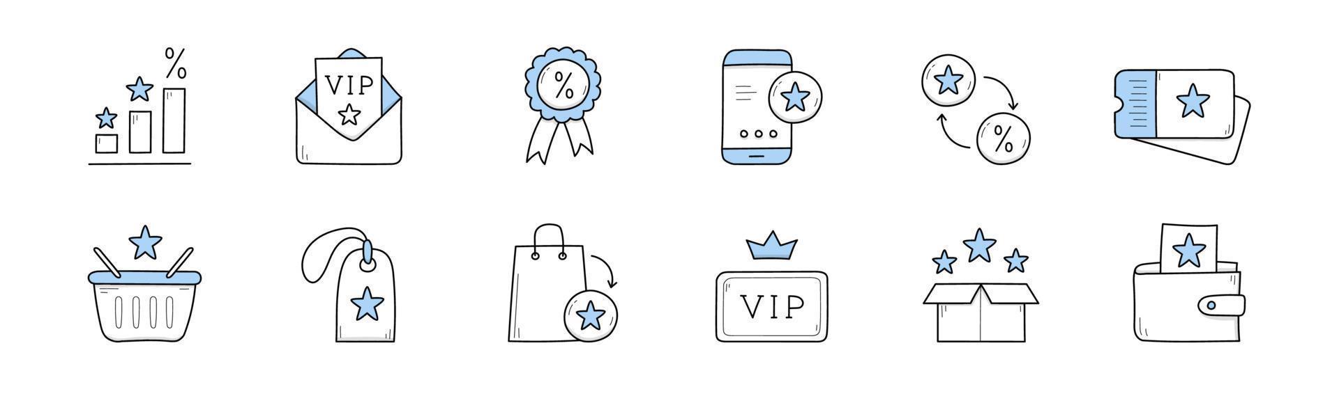 Loyalty program icons, customer reward, bonus vector