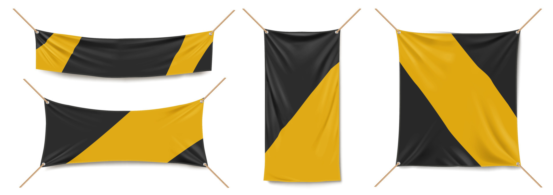 Vinyl banners, canvas posters hanging with ropes 13717445 Vector Art at Vecteezy