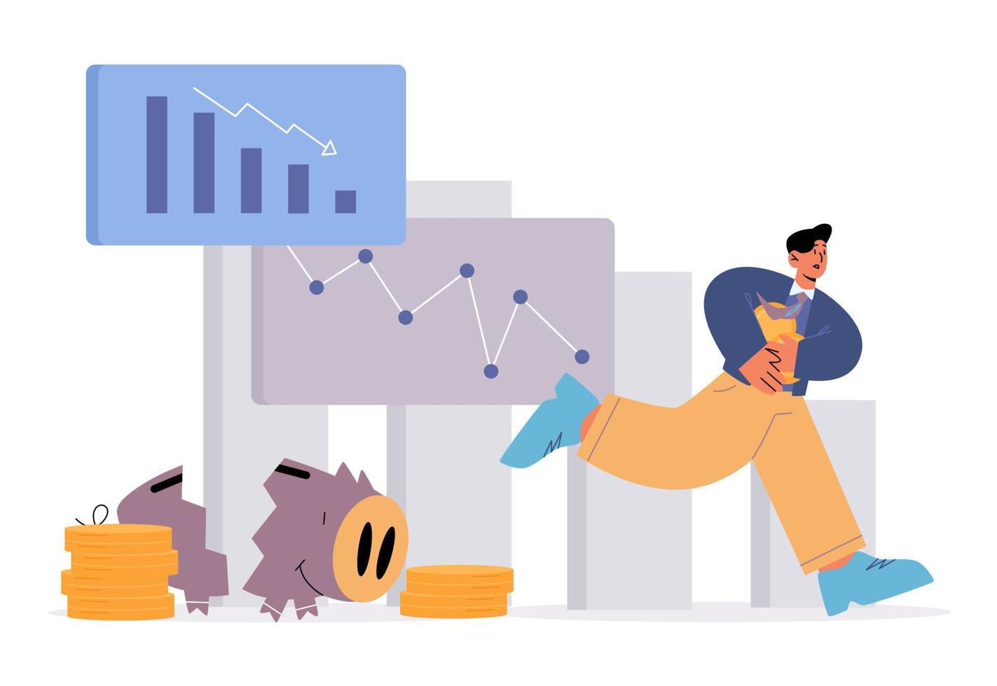 Financial crisis, money loss concept vector