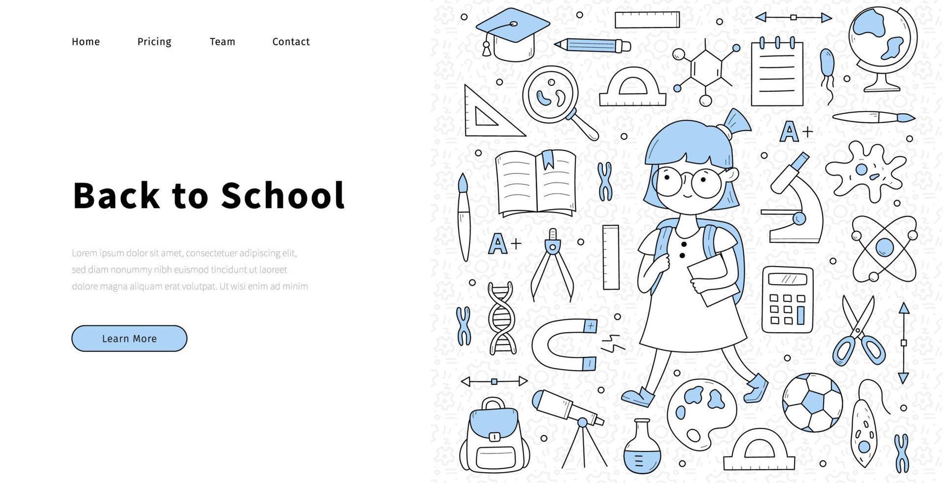 Back to school sketch hand drawing web banner vector