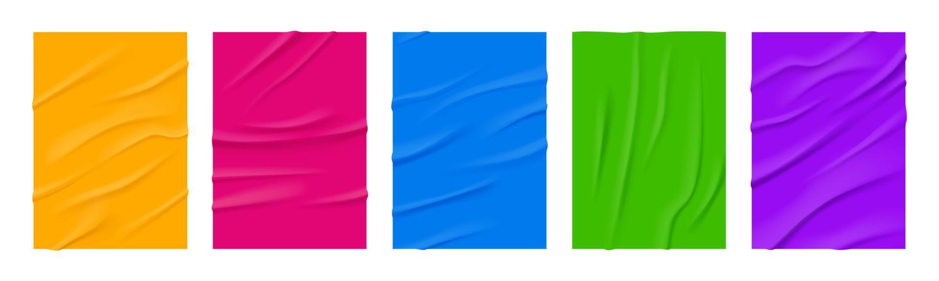 carteles de papel de color pegados con arrugas vector