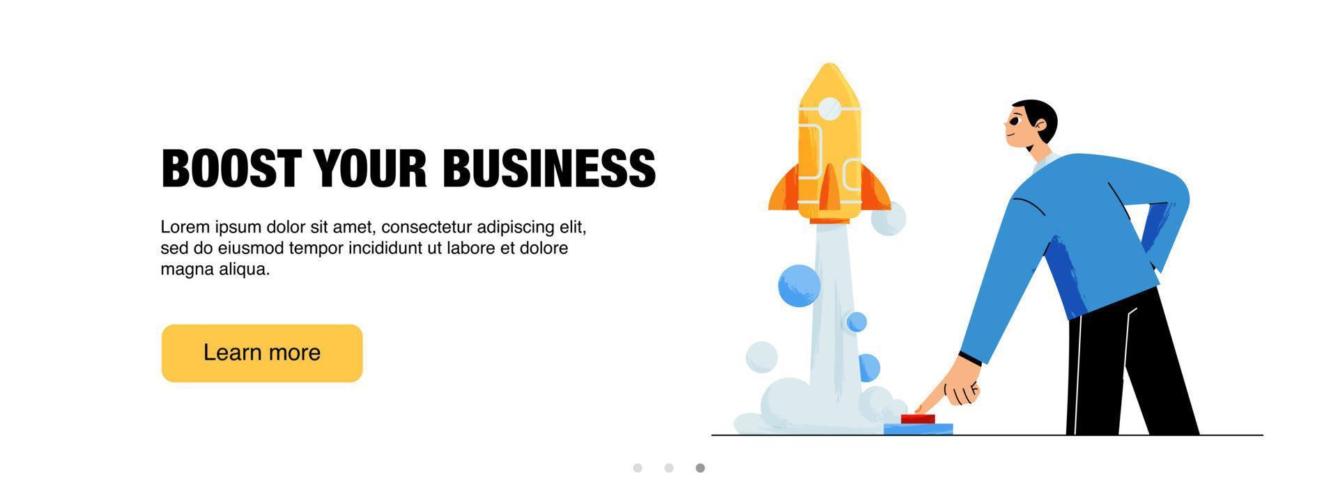 Boost your business web banner, startup success vector