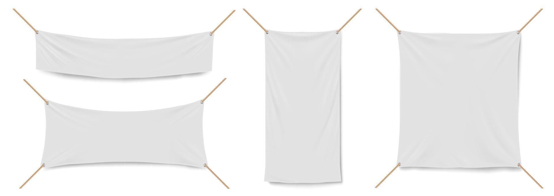 Blank white vinyl banners template vector