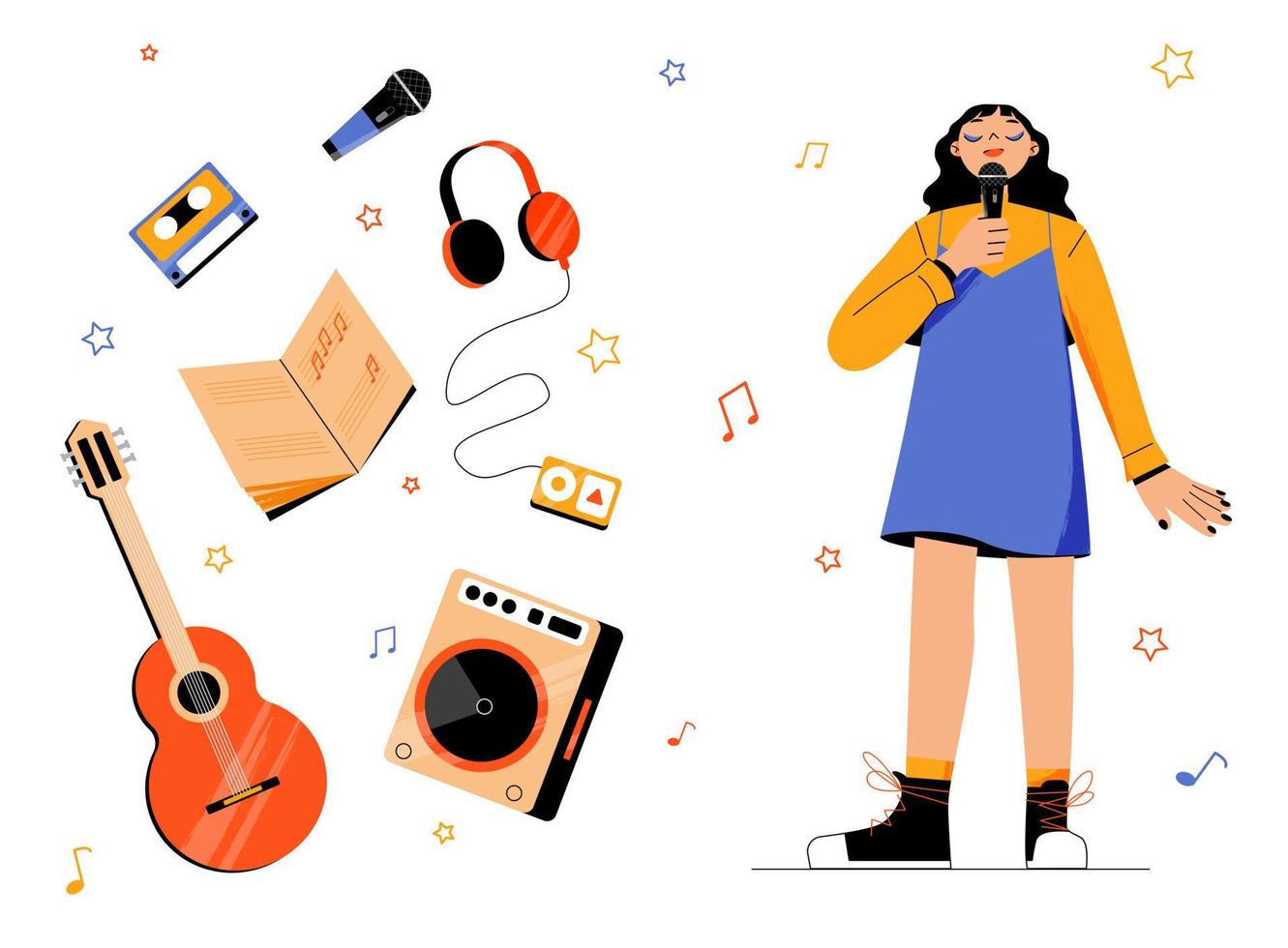 Music and singing hobby, recreational amusement vector