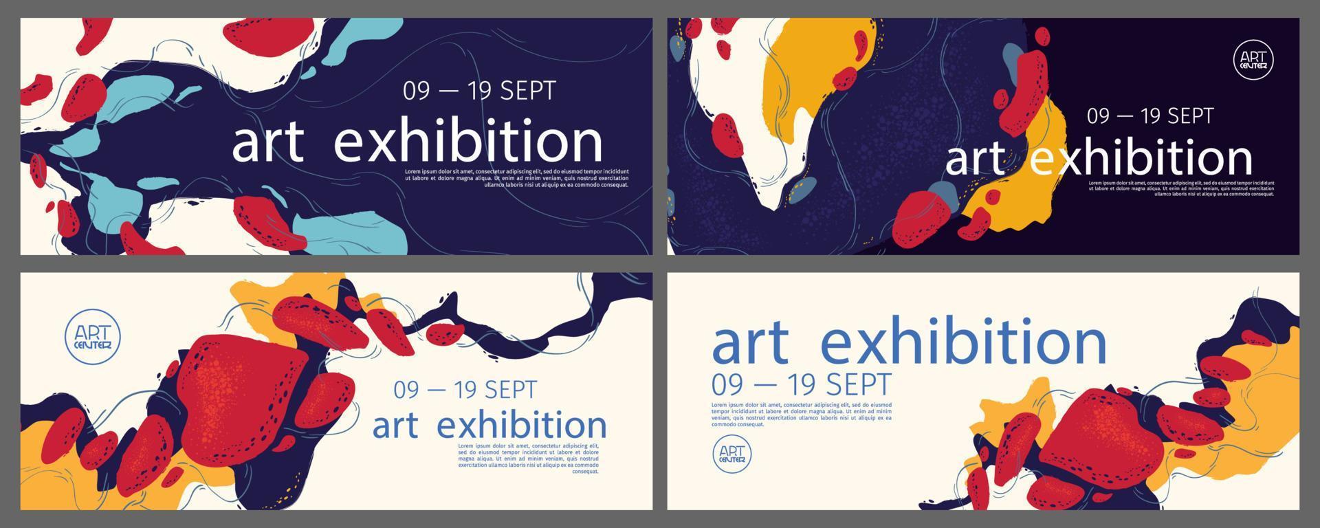 Art exhibition vector banners or flyers set design