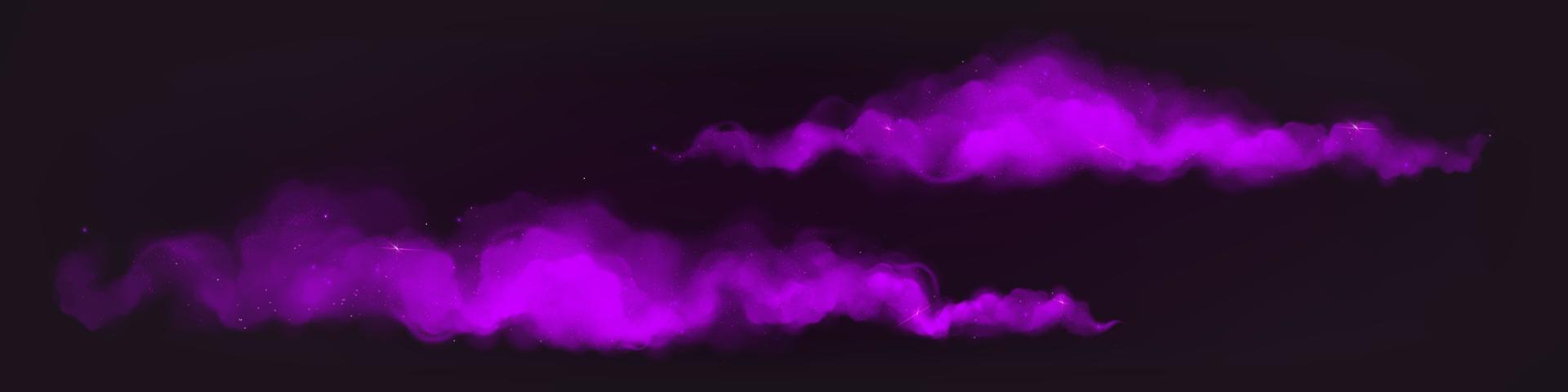 Purple magic dust trails with sparkles and glitter vector