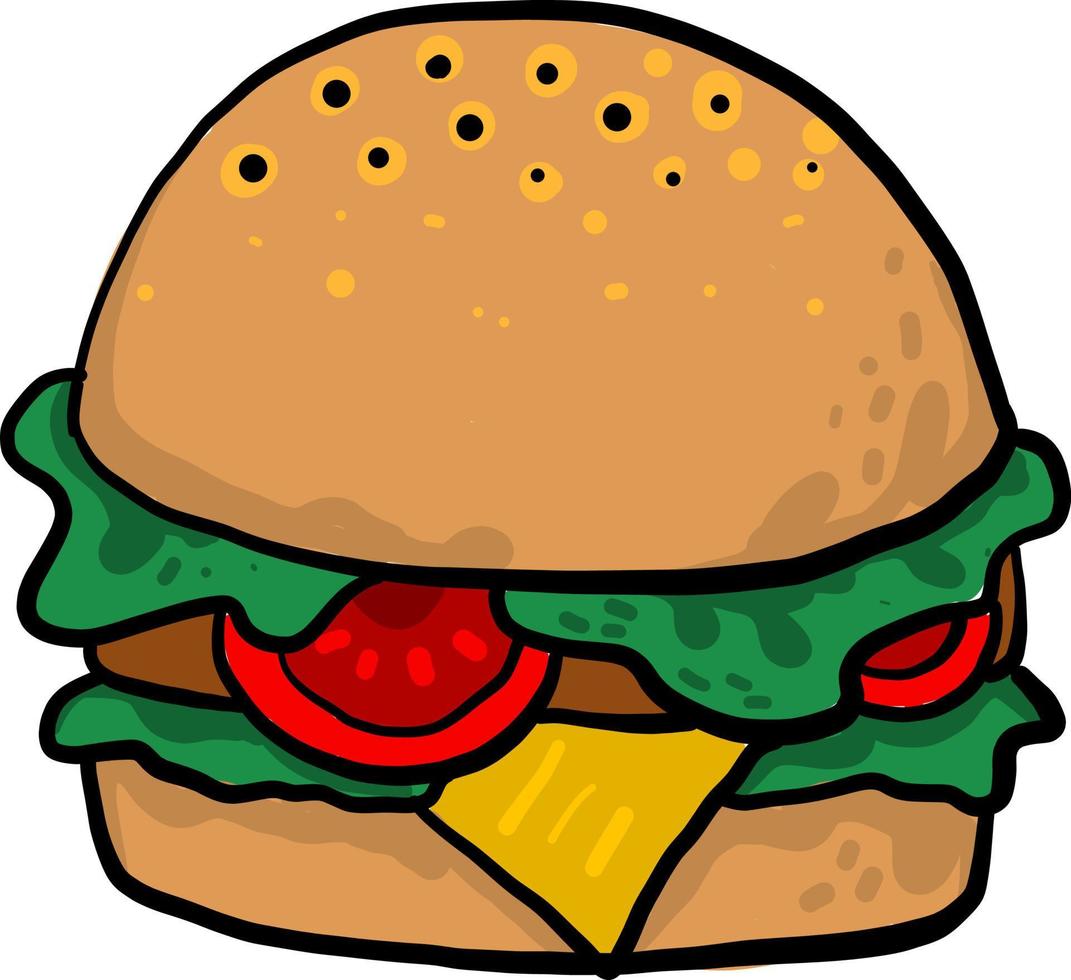 Cheeseburger, illustration, vector on white background