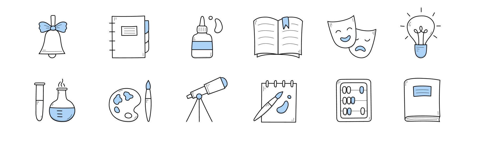 Set of school, science and education doodle icons vector