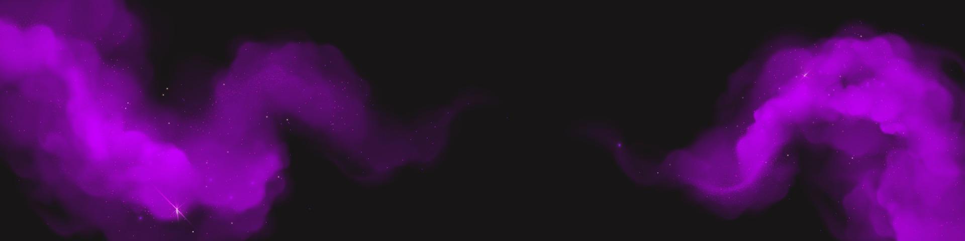 Purple magic dust with sparkles, glitter clouds vector