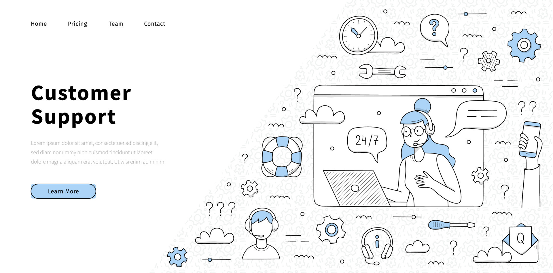 Customer support, help service, call center banner 13717672 Vector Art at Vecteezy