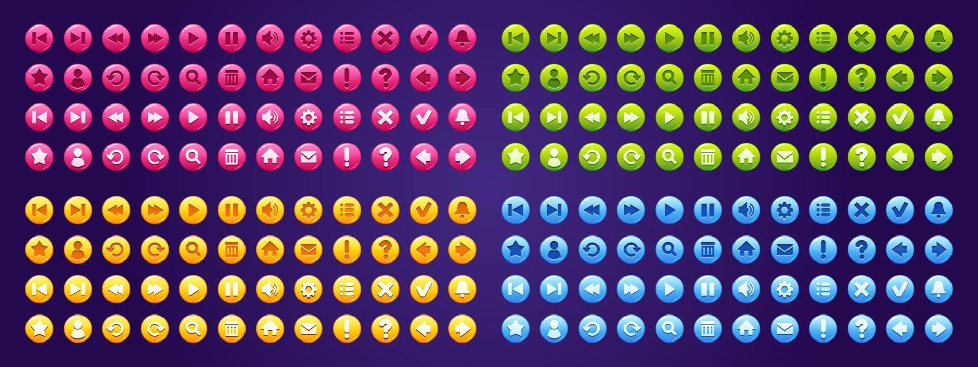 Set of buttons for game or app interface elements vector