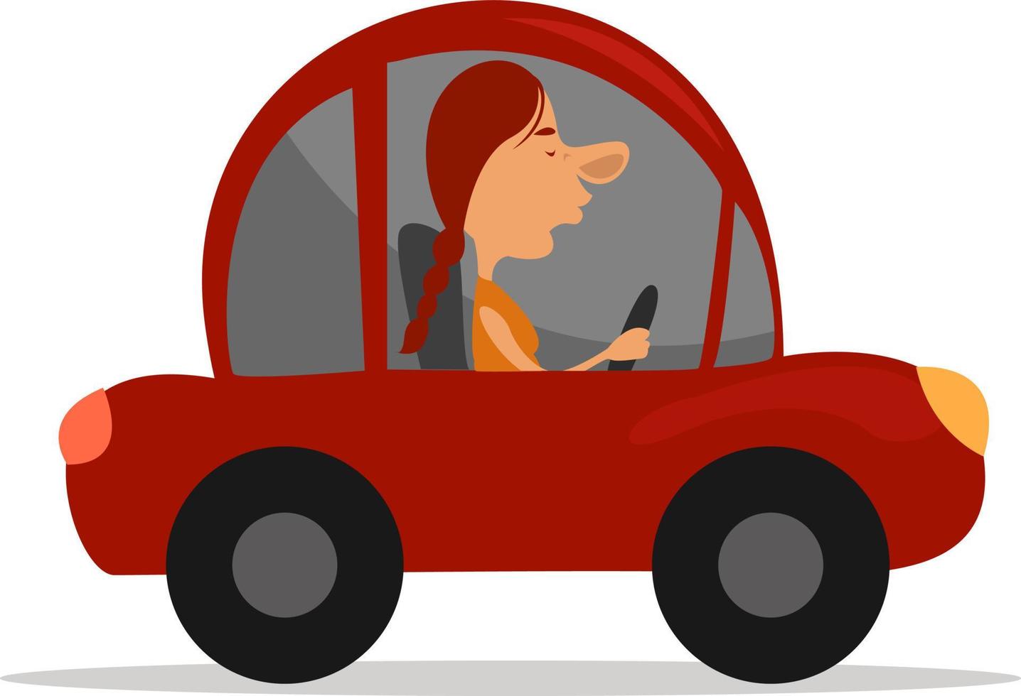 Small red car, illustration, vector on white background