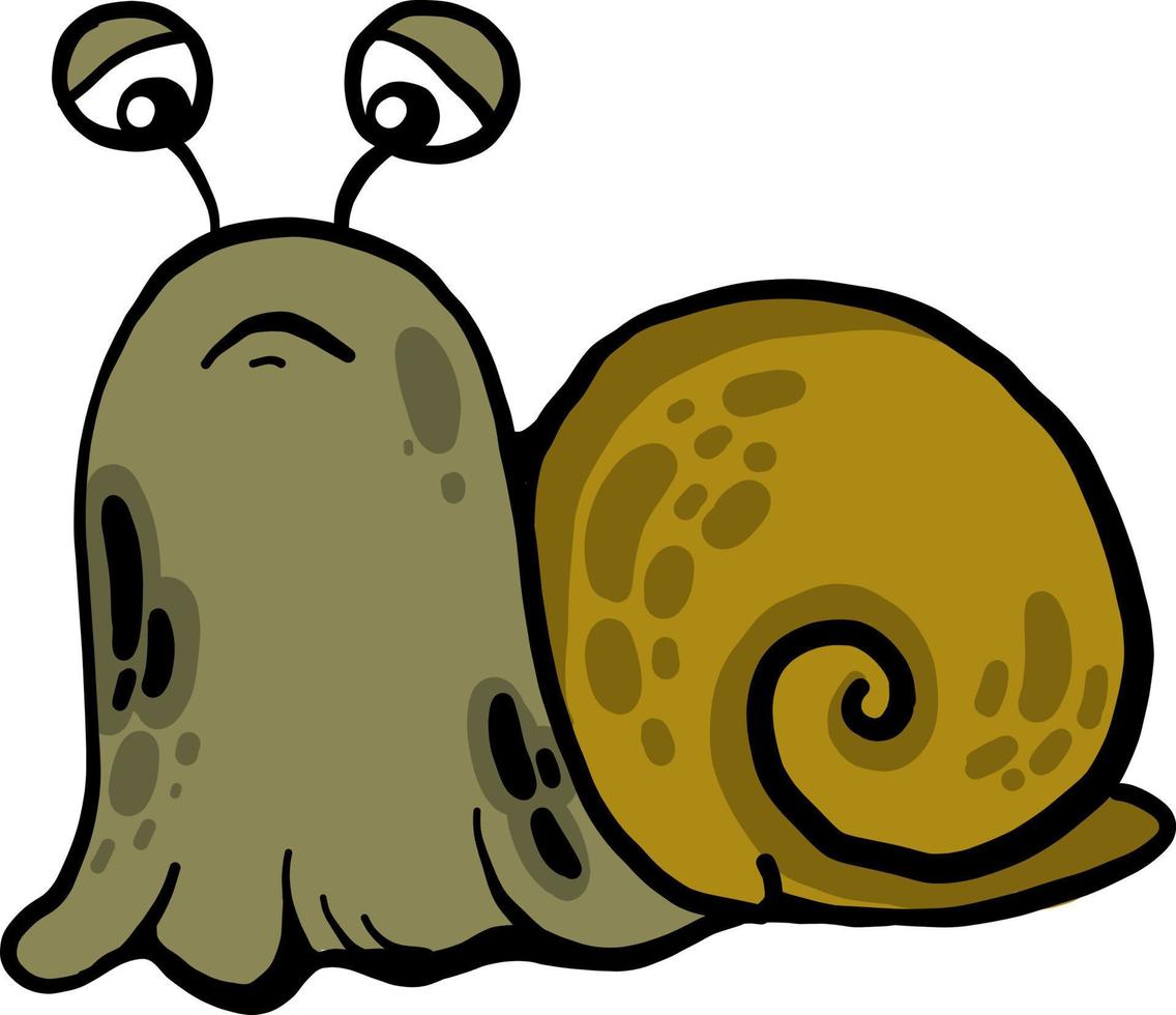 Sad snail, illustration, vector on white background