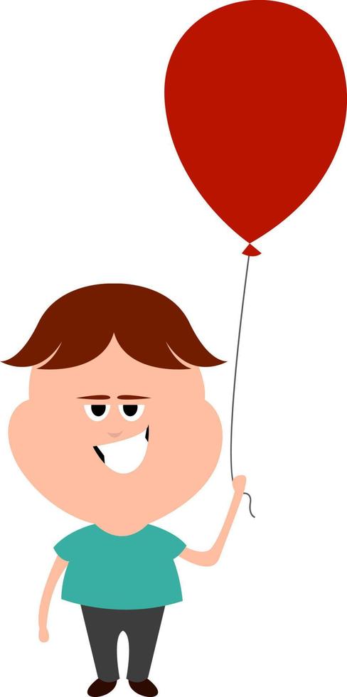 Boy with balloon, illustration, vector on white background.