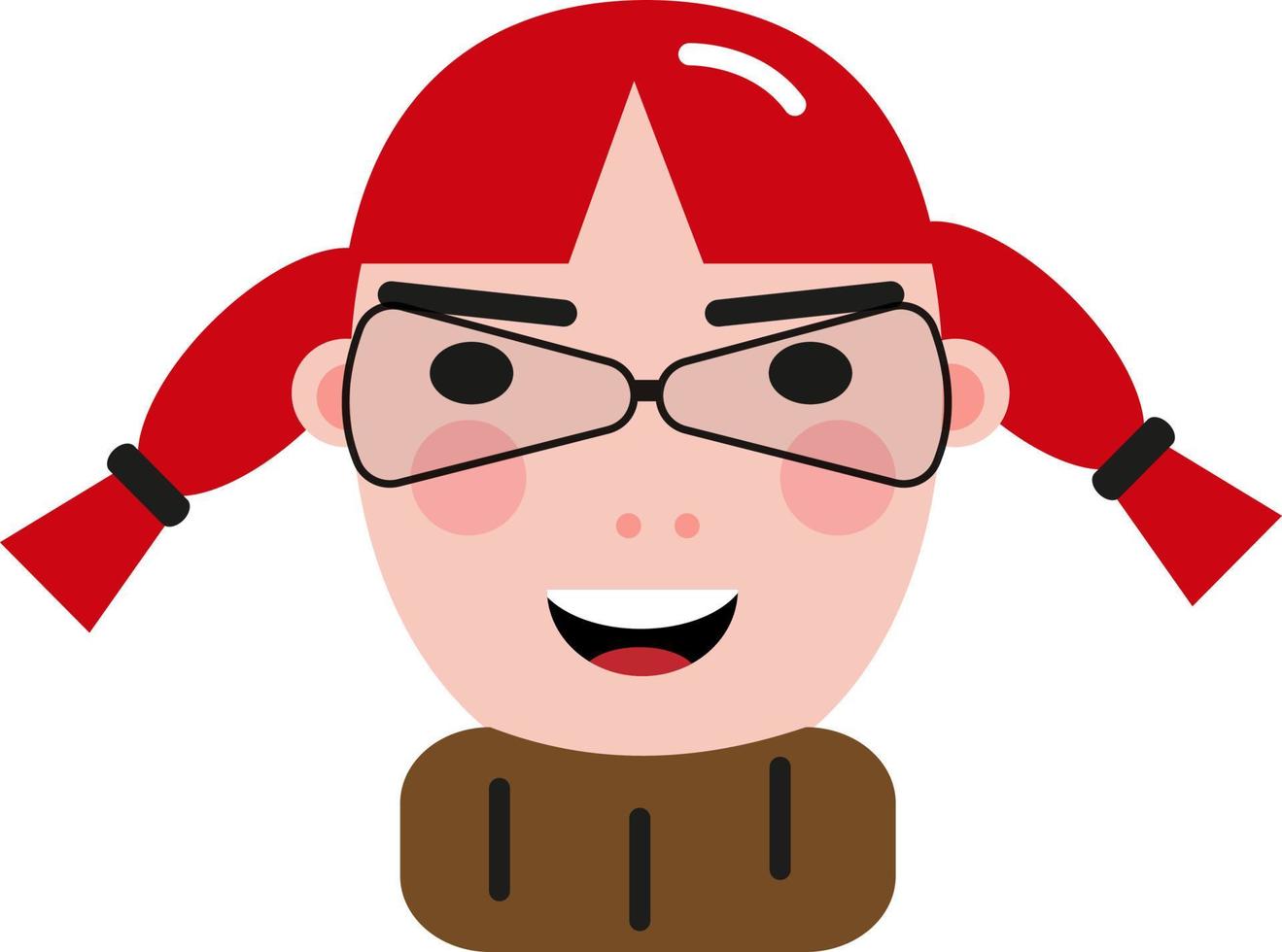 Girl with red hair and glasses, illustration, vector on a white background.