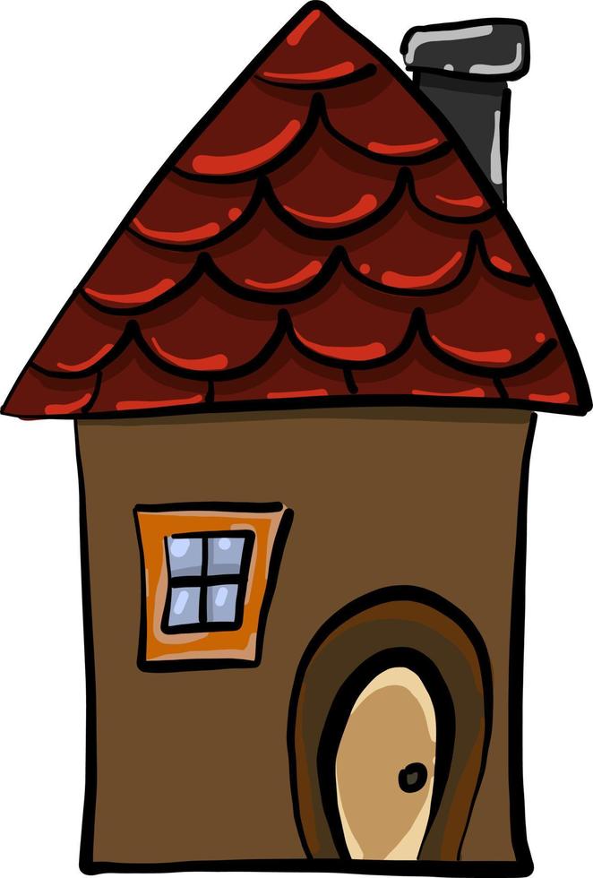 Brown house, illustration, vector on white background