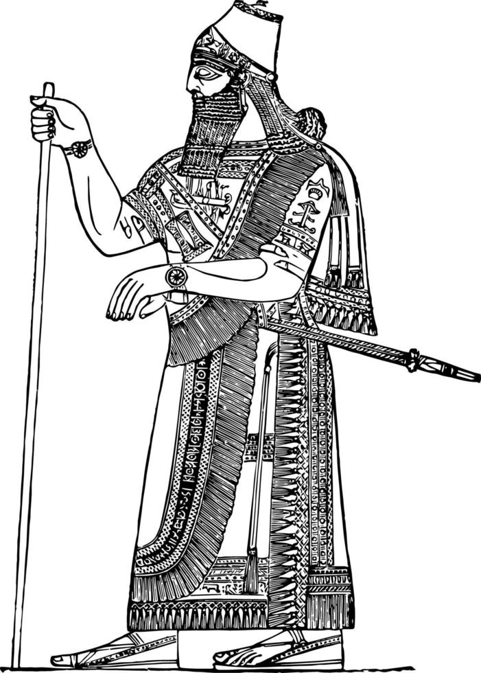 Assyrian King vintage illustration. vector