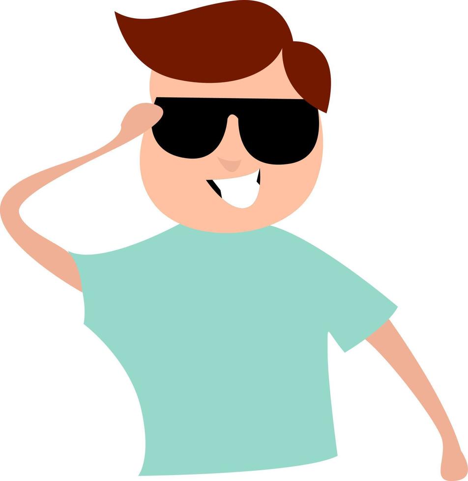 Man with sunglasses, illustration, vector on white background.