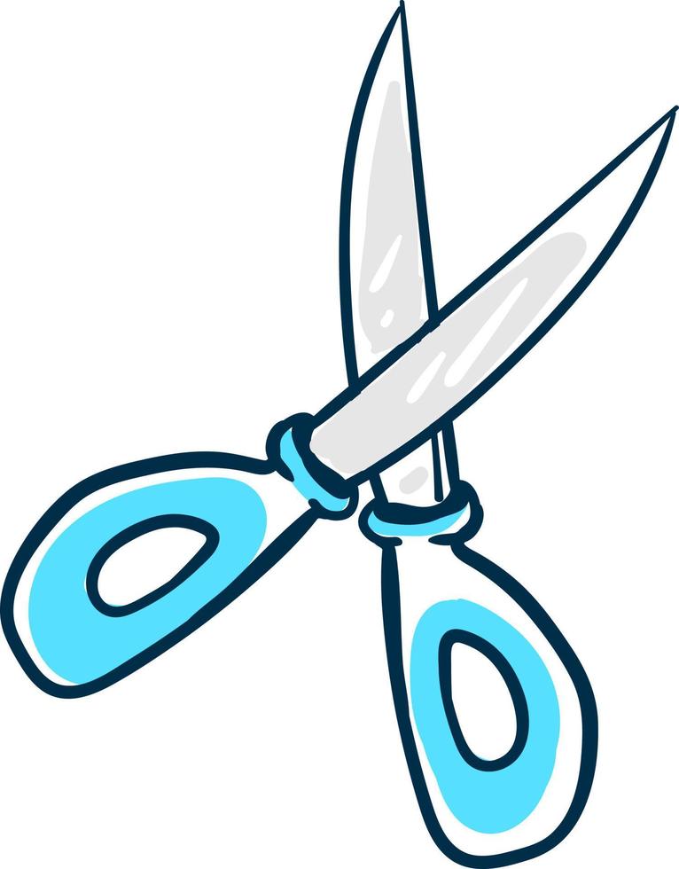 Blue scissors, illustration, vector on white background