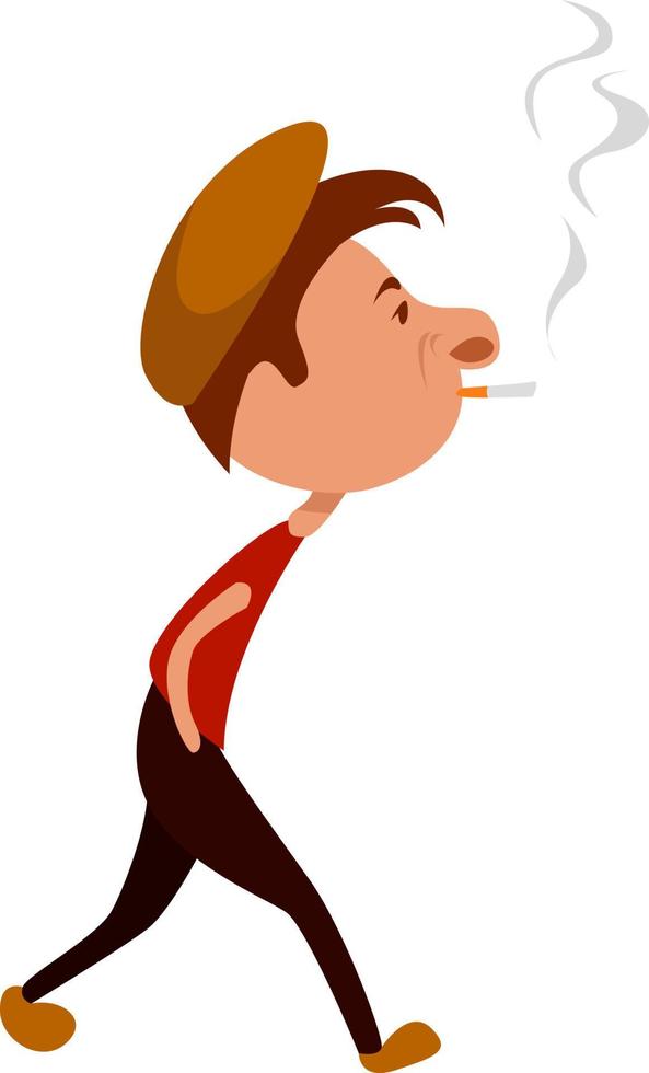 Hombre fumando cigare, ilustración, vector sobre fondo blanco.