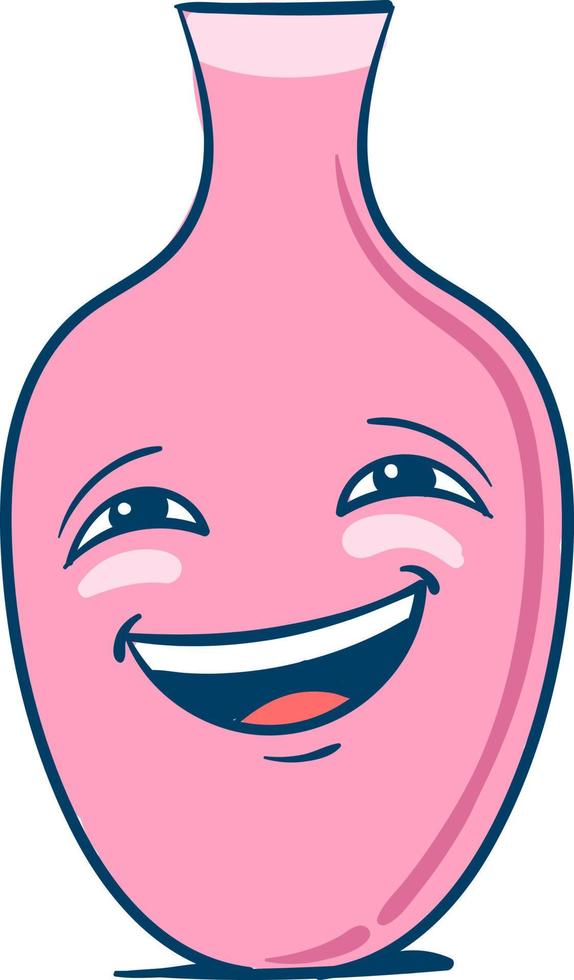 Happy pink vase, illustration, vector on white background