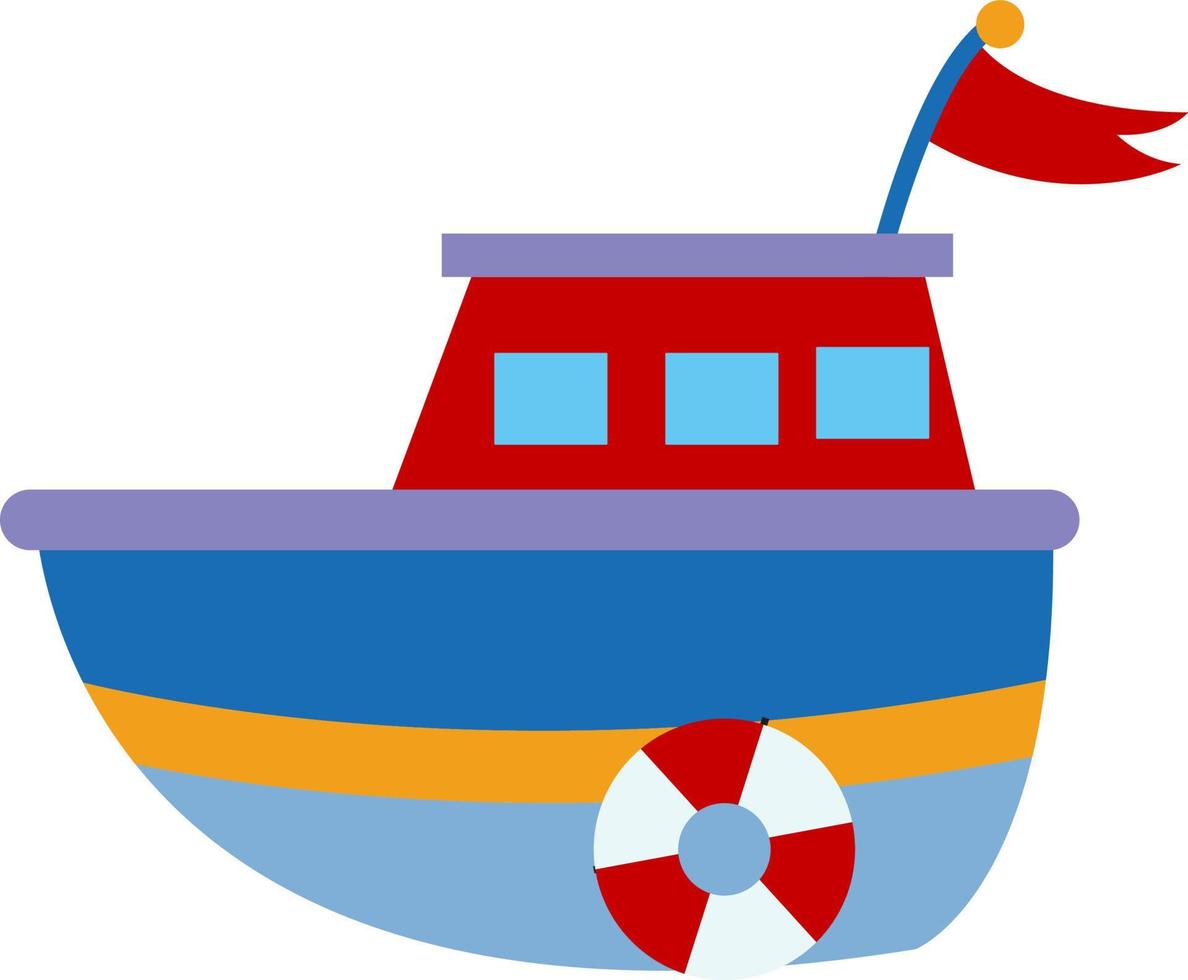 Blue boat, illustration, vector on white background.