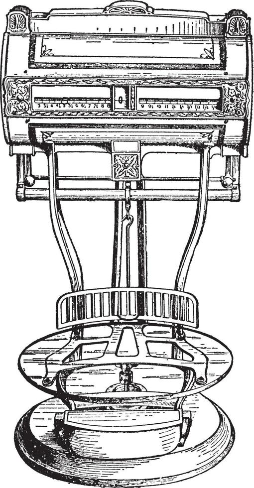 máquina de pesaje de resorte, ilustración vintage. vector