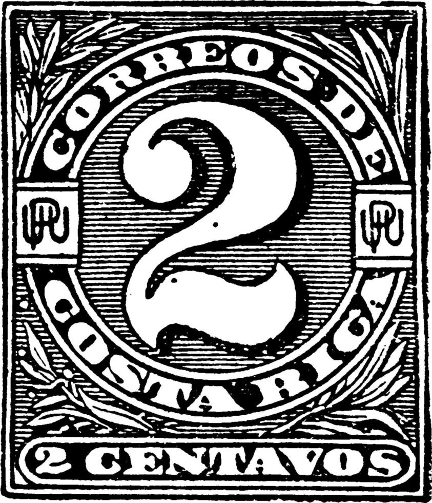 envoltura de costa rica dos centavos en 1890, ilustración vintage. vector