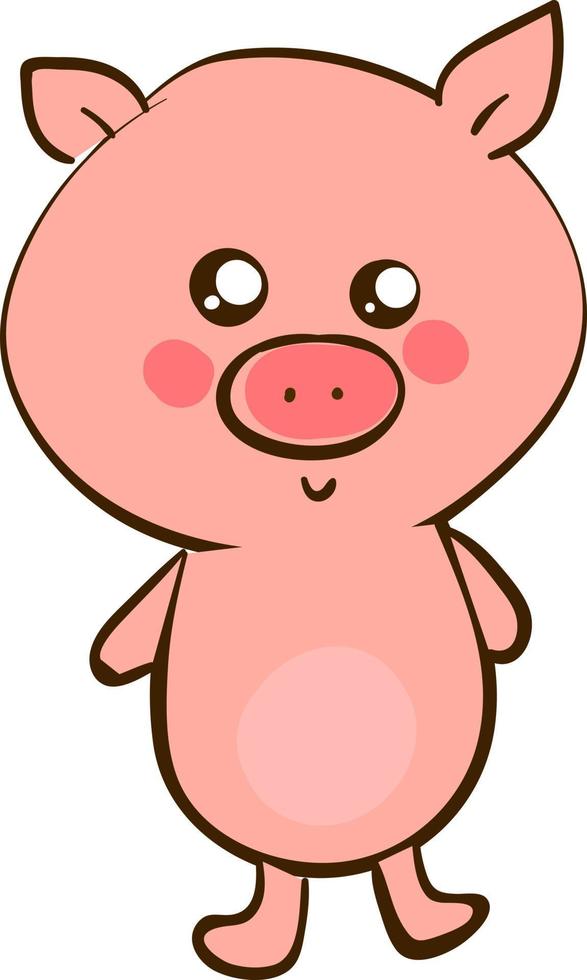 Cute baby pig, illustration, vector on white background.