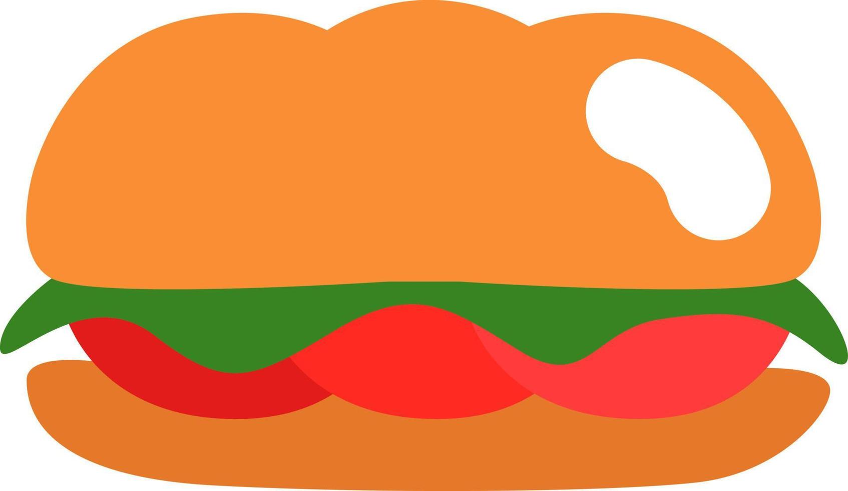 Sándwich de salami de comida callejera, ilustración, vector sobre fondo blanco.