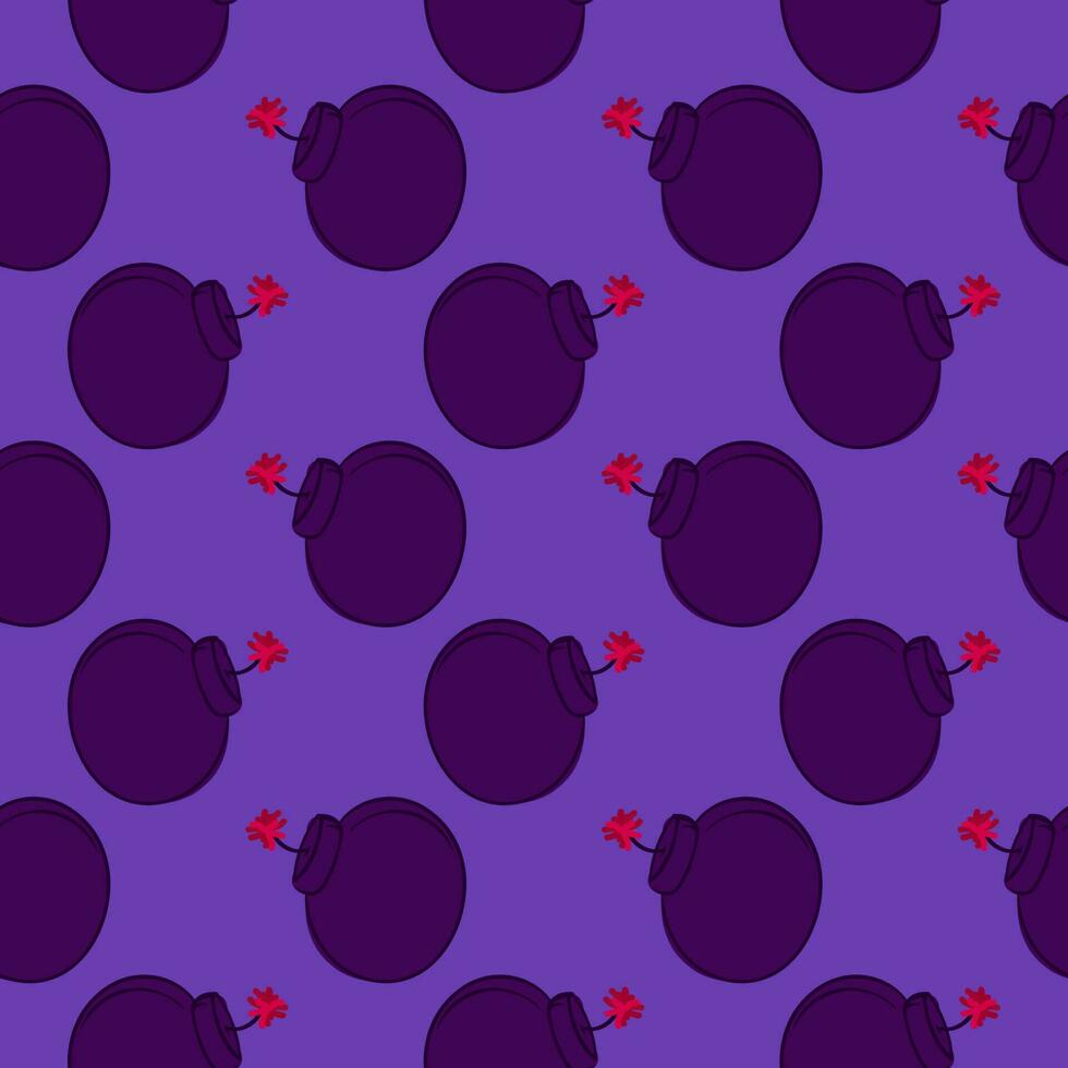 Little bombs , seamless pattern on a purple background. vector